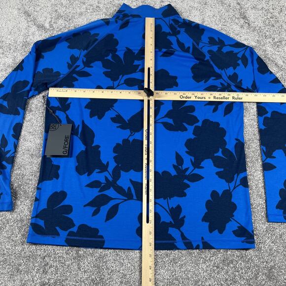 G Fore 1/4 Zip Pullover Mens Medium Tonal Floral Luxe Blue Mid Layer NWT - Picture 11 of 15